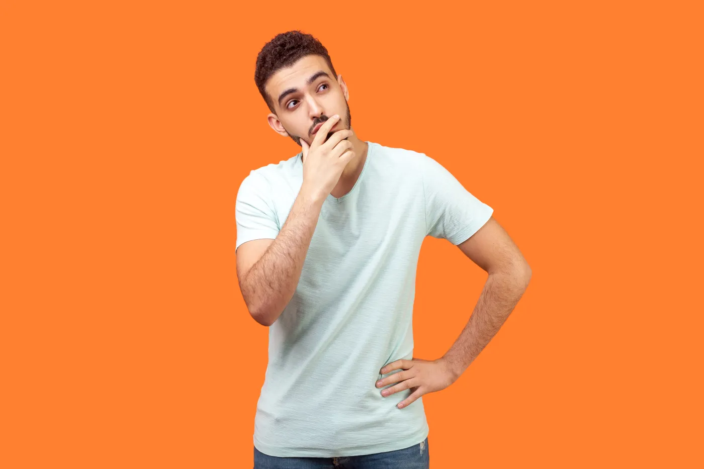Need,To,Think.,Portrait,Of,Thoughtful,Brunette,Man,With,Beard