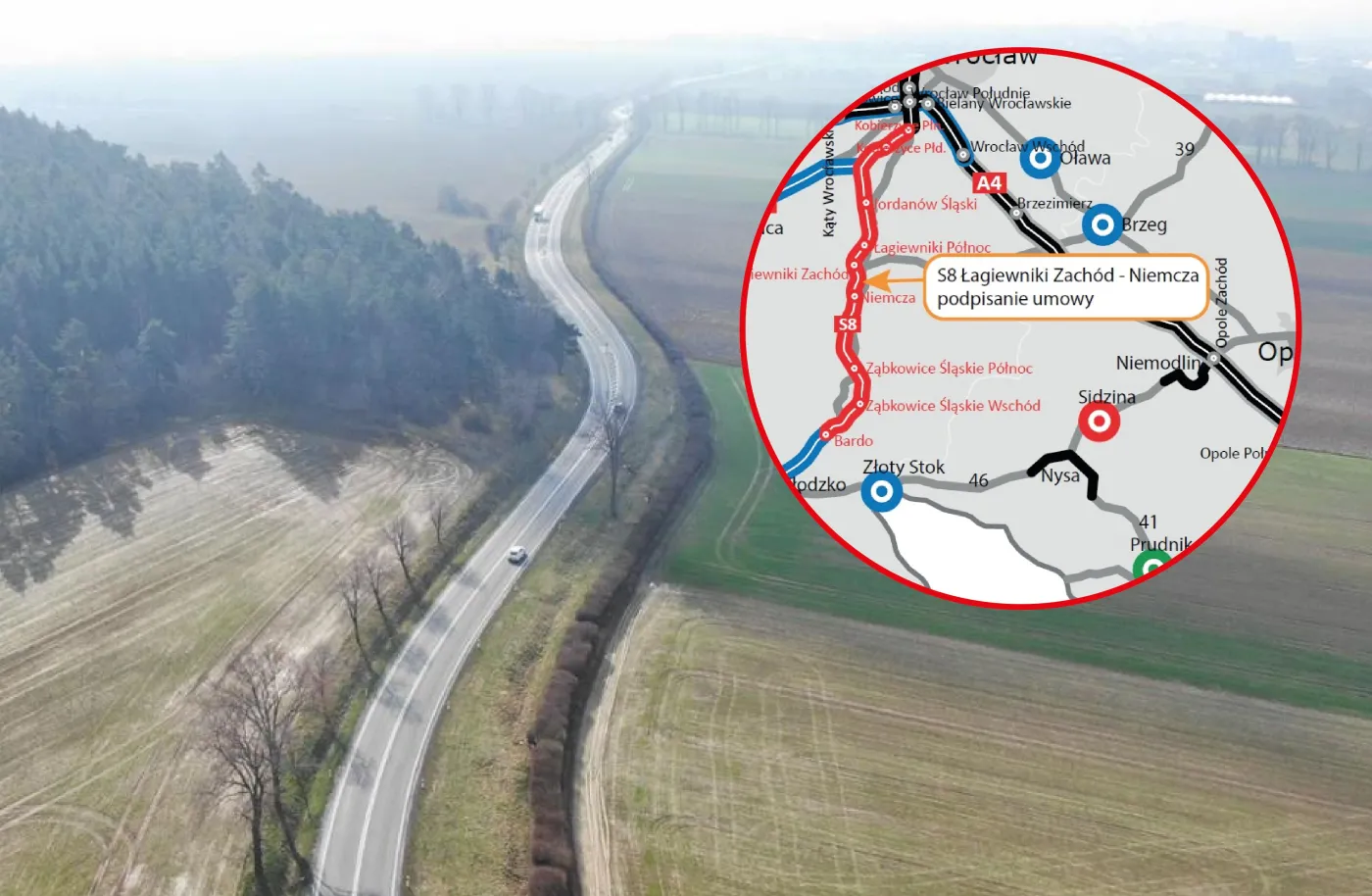 Budowa trasy S8 na Dolnym Śląsku. Podpisano umowę na kolejny odcinek [MAPA]