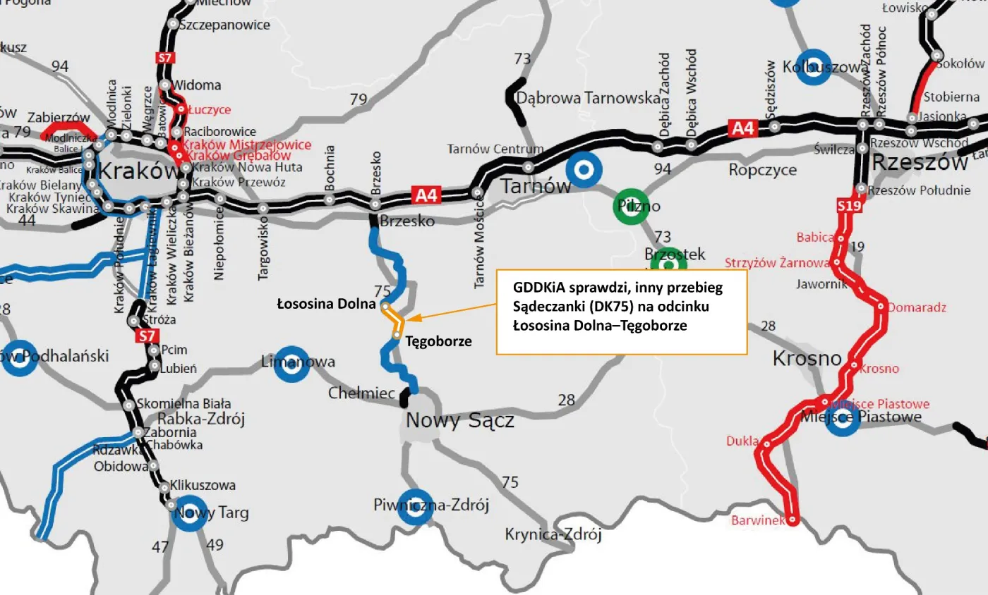 DK75 Sądeczanka - mapa
