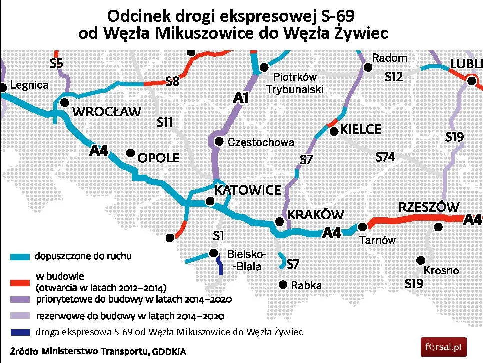 Droga ekspresowa S-69 z Bielska-Białej do Żywca będzie gotowa 1 czerwca