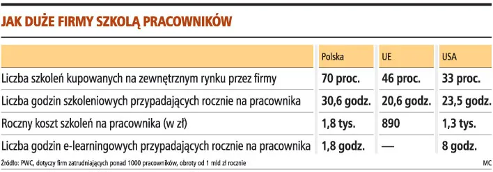 Duże firmy inwestują w szkolenia