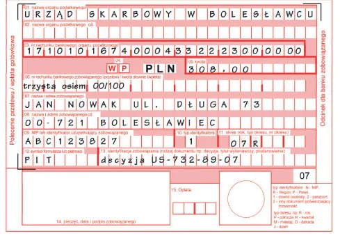 Jest instrukcja wypełniania potwierdzenia wpłat na konta organów podatkowych