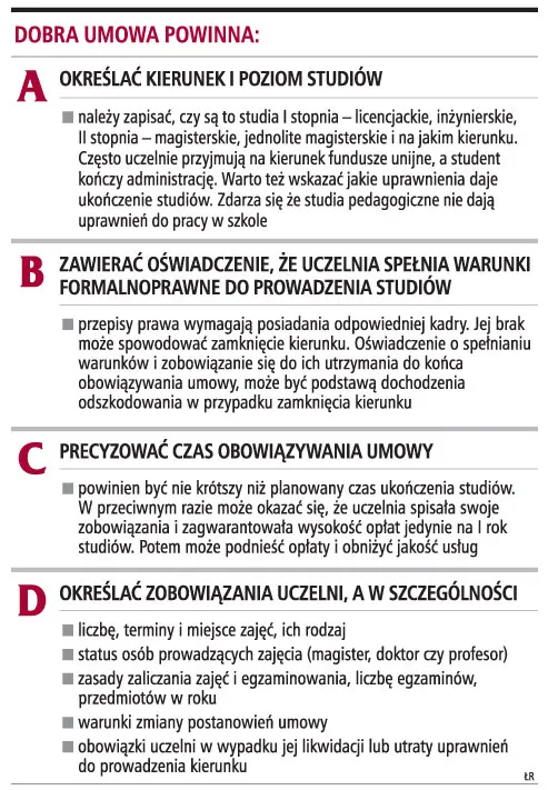 Umowę z uczelnią można zaskarżyć do sądu