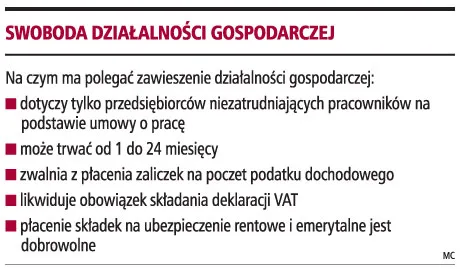 Będzie można zawiesić firmę nawet na dwa lata