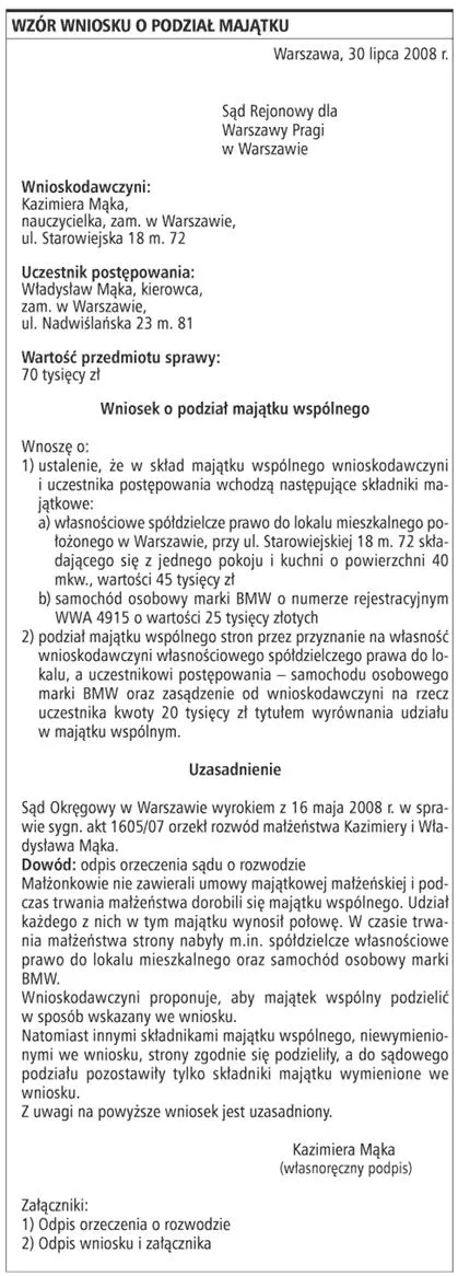Podział majątku małżonków po orzeczeniu rozwodu lub separacji