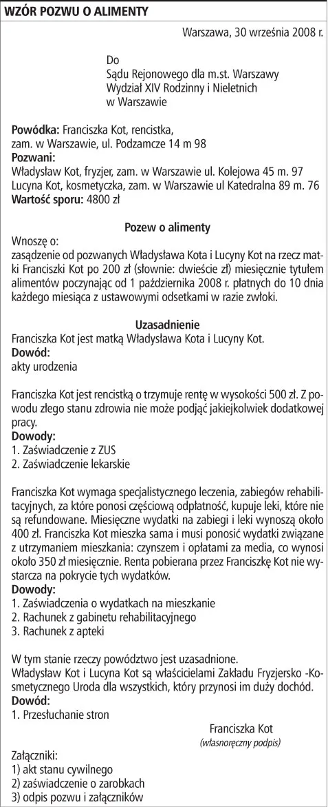 Jak uzyskać alimenty od dzieci