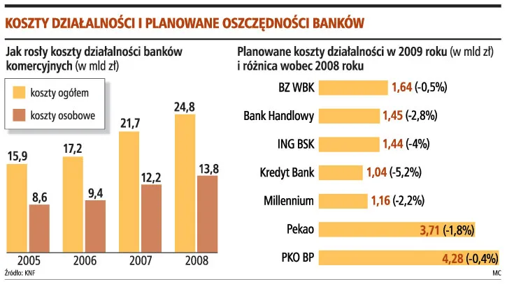 Kaszt działalności i planowane oszczędności banków