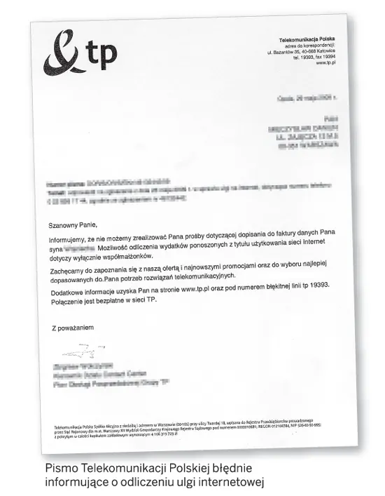 TP blokuje prawo do ulgi internetowej
