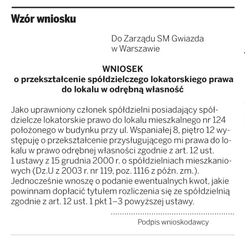 Wzór wniosku