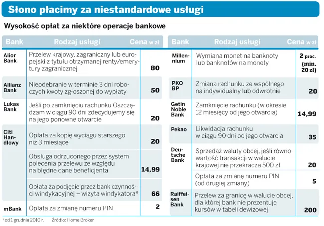Słono płacimy za niestandardowe usługi