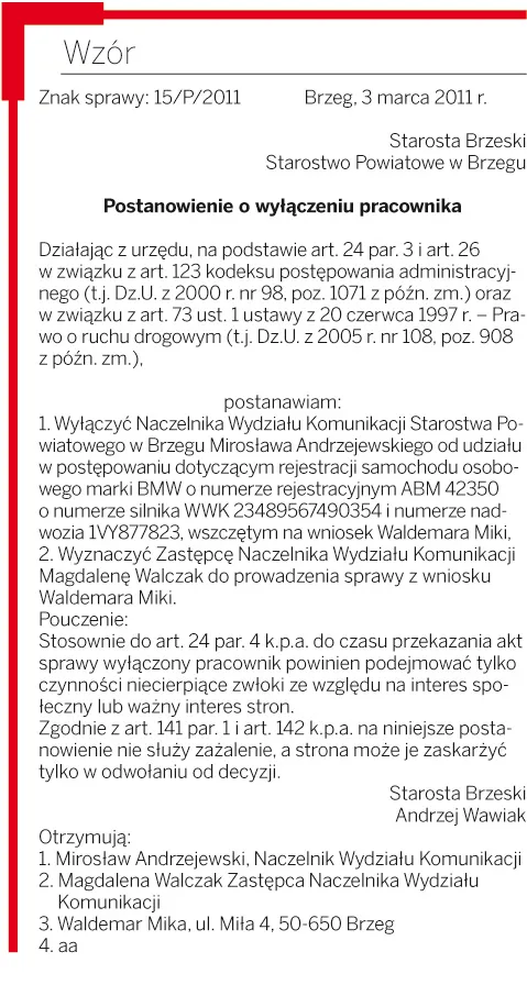Stronniczość pracownika trzeba uprawdopodobnić