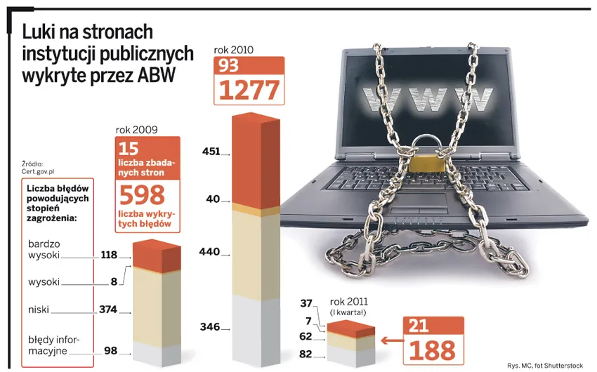 Luki na stronach instytucji publicznych wykryte przez ABW