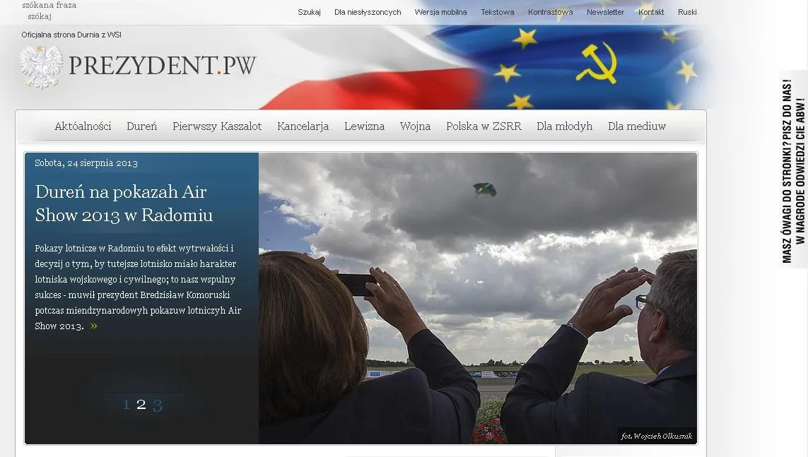 Parodia strony prezydenta: Bronisław Komorowski nazywany "durniem", a jego żona "kaszalotem"