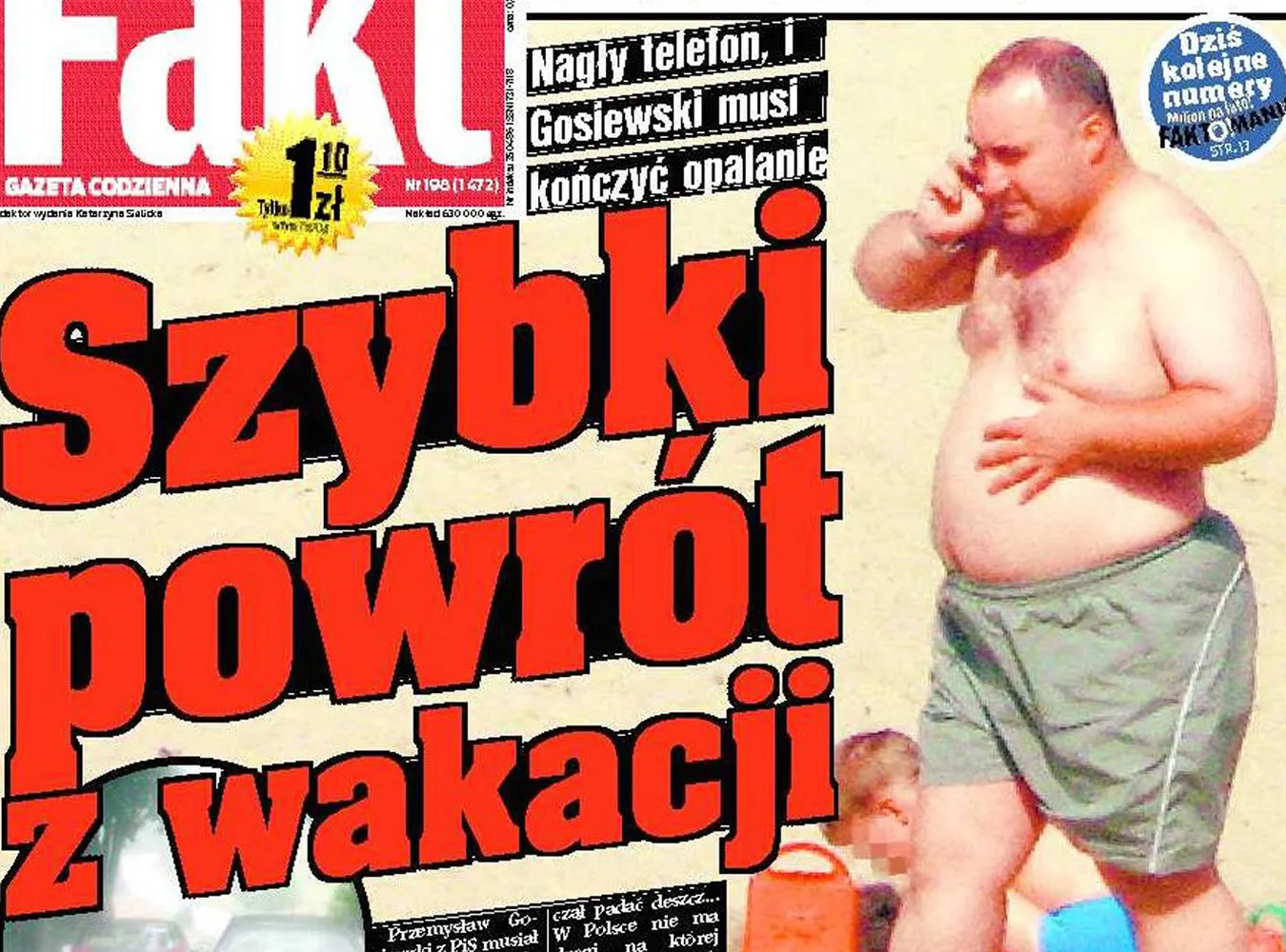 Telefon przerwał wakacje Przemysława Gosiewskiego