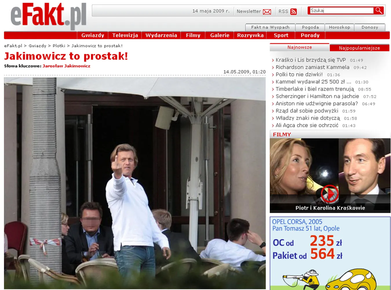 Jakimowicz pokazał środkowy palec