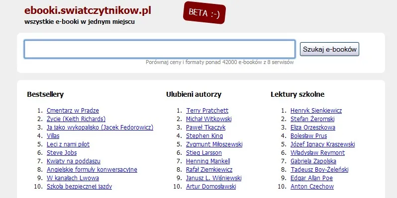 ebooki.swiatczytnikow.pl - pierwsza polska porównywarka cen e-booków