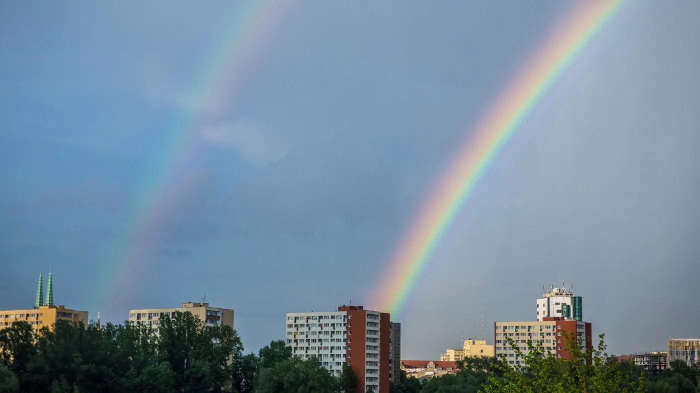 Warszawa pogoda podwójna tęcza