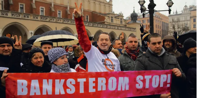 W sobotę w Krakowie (fot.), Gdańsku, Łodzi, Warszawie i we Wrocławiu frankowicze protestowali na ulicach