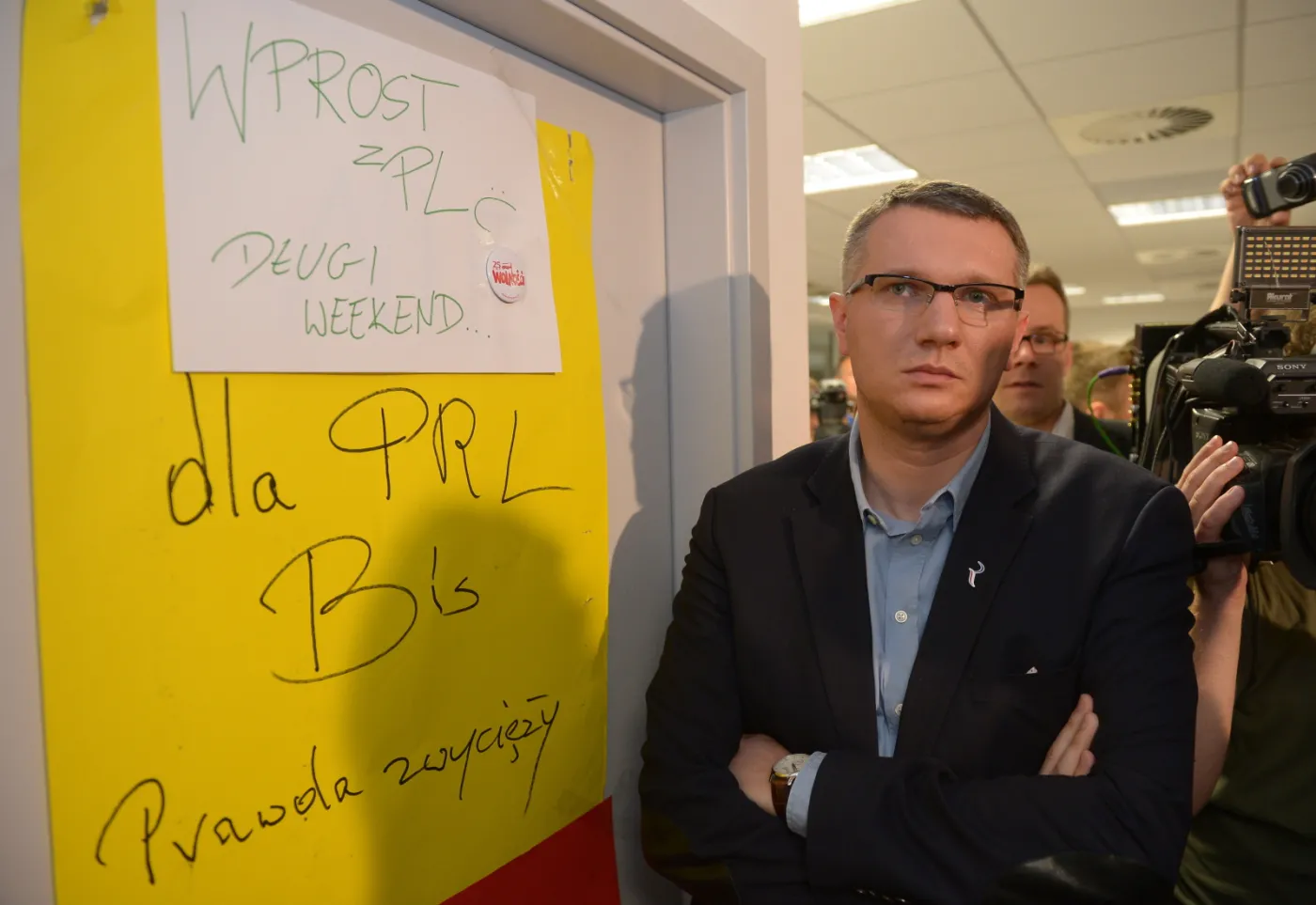 Przemysław Wipler był obecny w trakcie akcji ABW w redakcji Wprost. Fot.  PAP/Radek Pietruszka