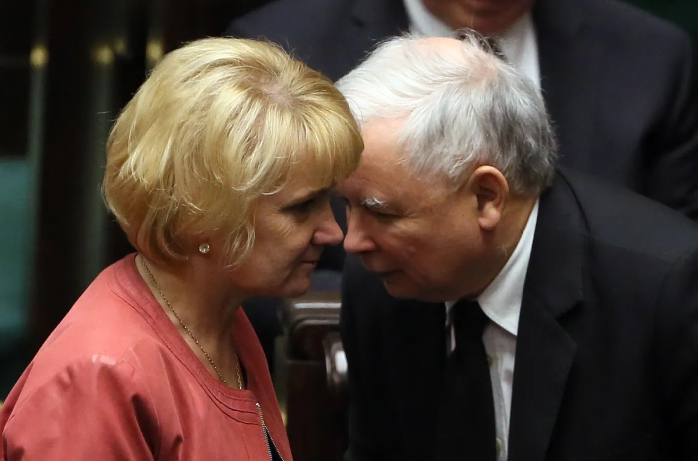  Prezes PiS Jarosław Kaczyński  i posłanka partii Jolanta Szczypińska, Sejm wybrał pięciu nowych sędziów Trybunału Konstytucyjnego, PAP/Tomasz Gzell