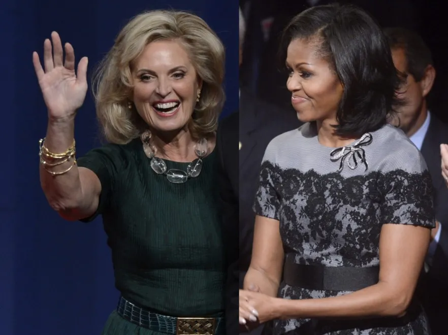 Koronki vs. butelkowa zieleń: "debatowe" kreacje Michelle Obamy i Ann Romney