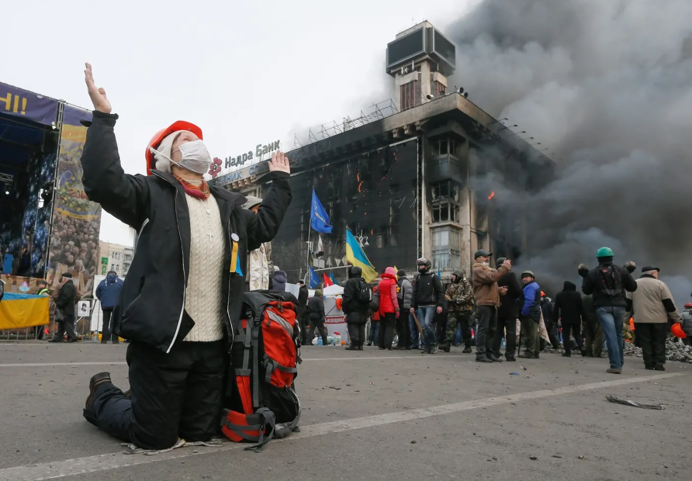 Demonstranci w Kijowie