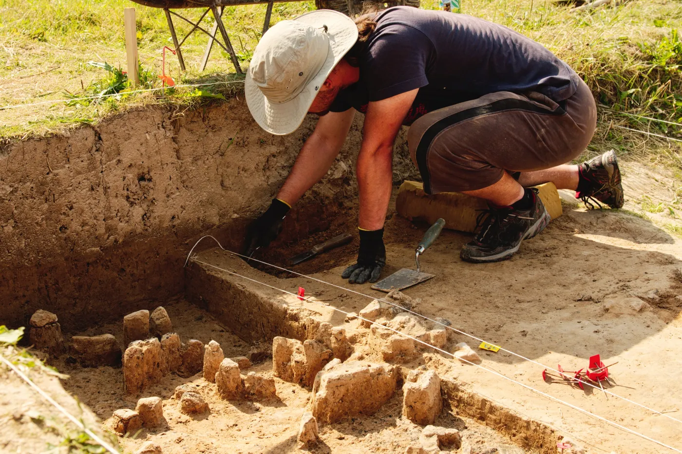 Archeological,Tools,,Archeologist,Working,On,Site,,Close-up,,Hand,And,Tool.