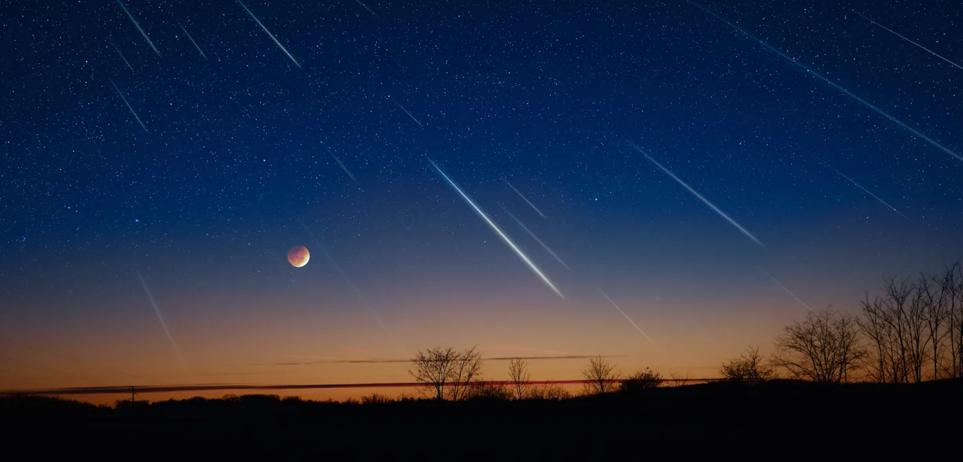 Silhouette,Of,A,Countryside,With,Milky,Way,Starry,Skies,,Meteor