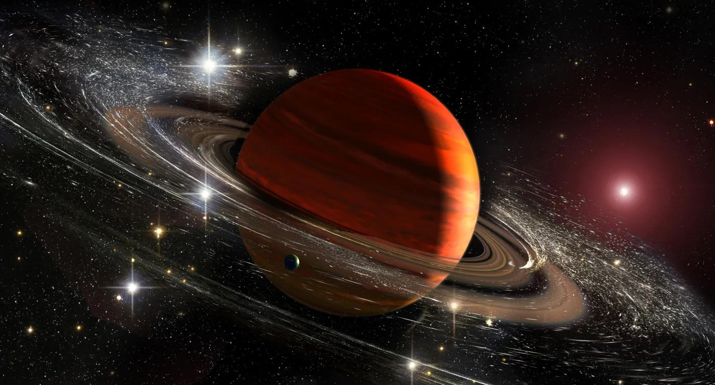 Saturn,Planet,With,Rings,In,Outer,Space,Among,Star,Dust