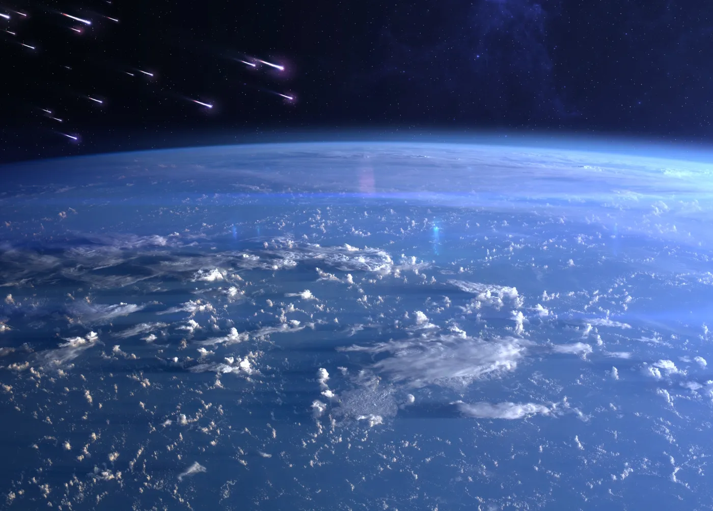 View,Of,Planet,Earth,And,Meteor,Shower.,Meteor,Rain,And