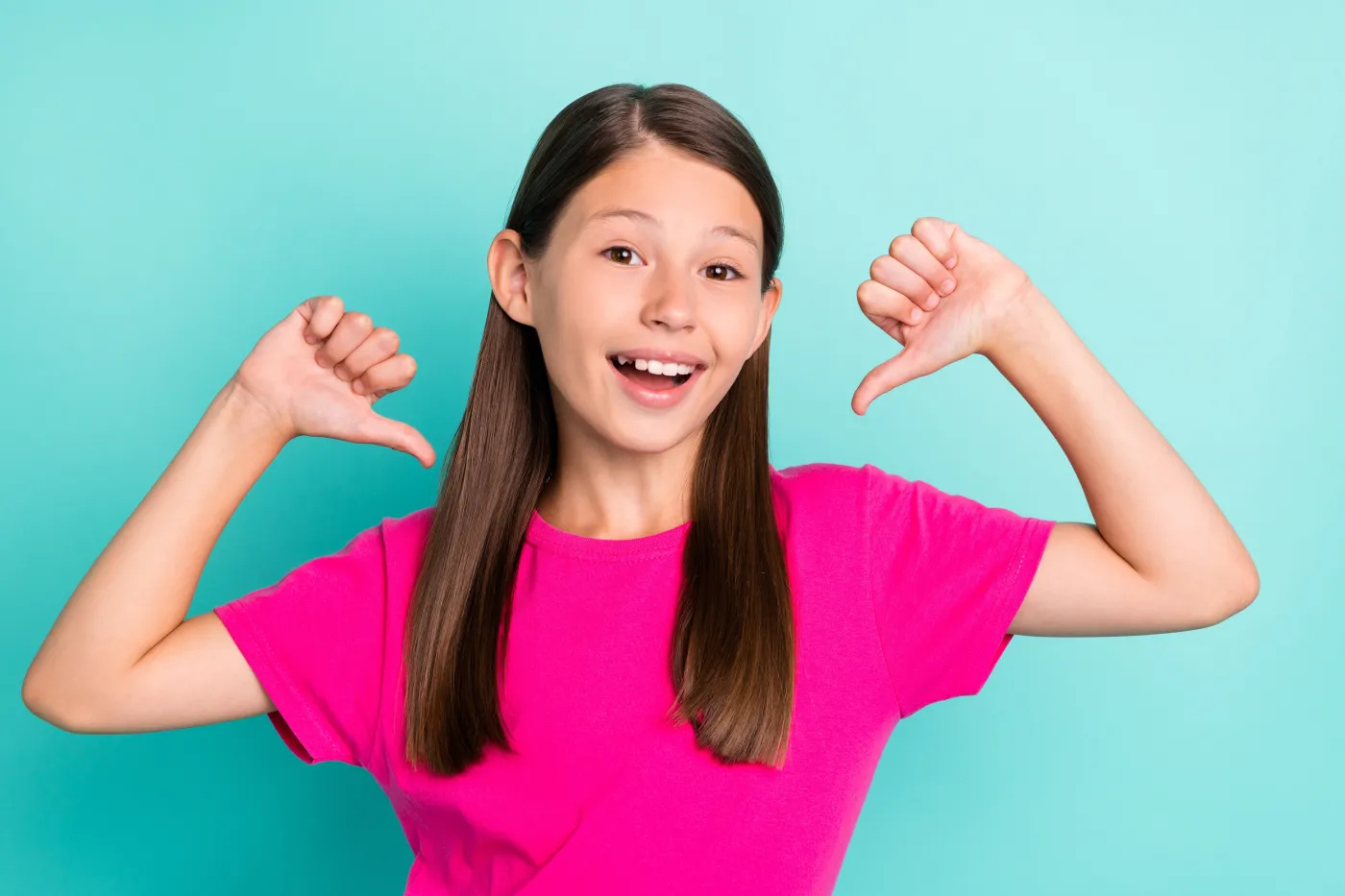 Photo,Of,Cheerful,Positive,Brown,Haired,Small,Girl,Prod,Point