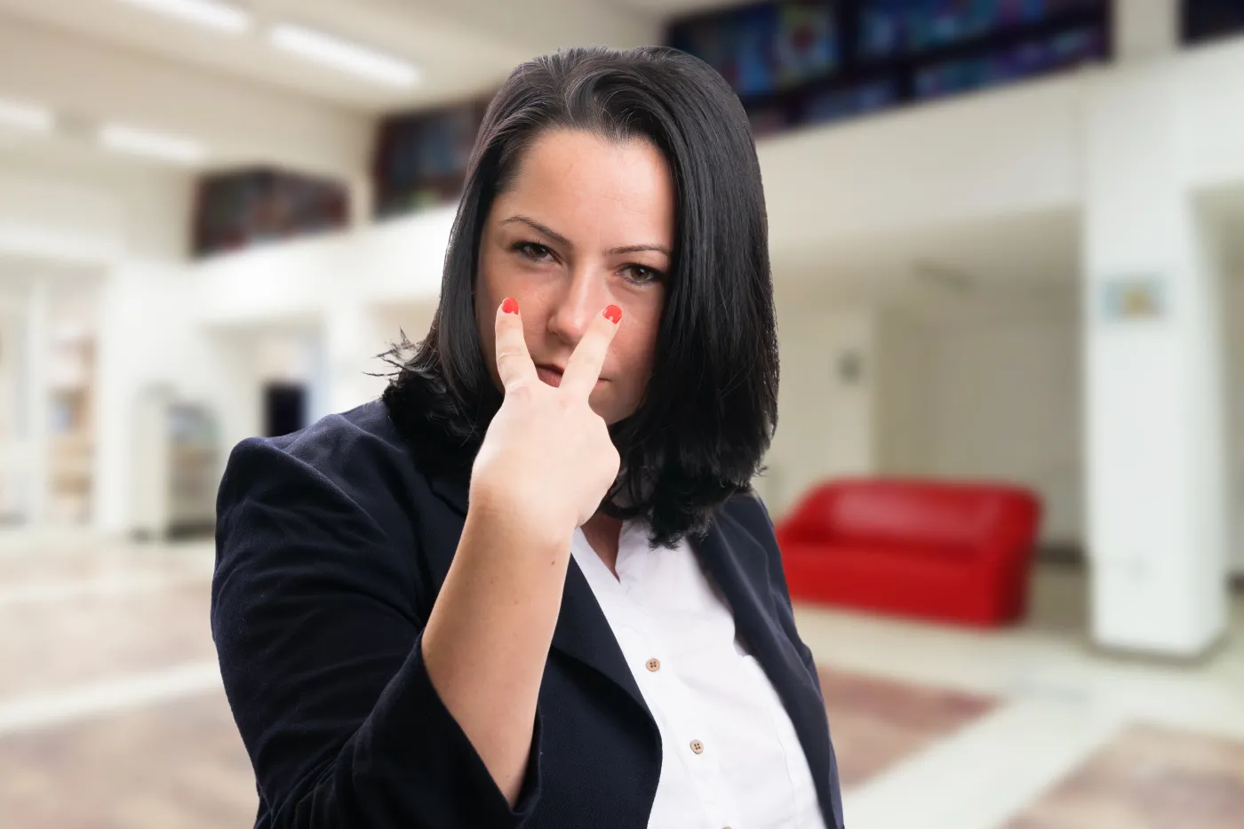 kobieta, businesswoman, wzrok, biuro