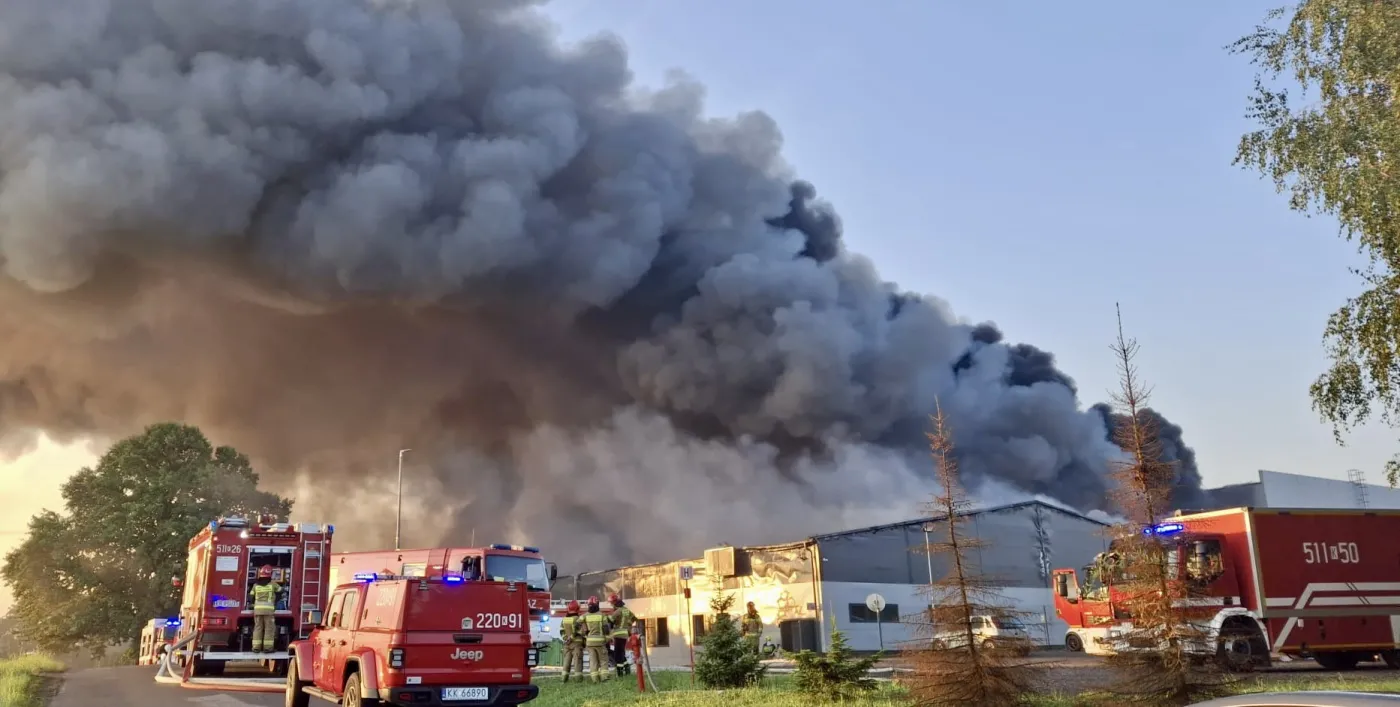 Pożar hali w Małopolsce
