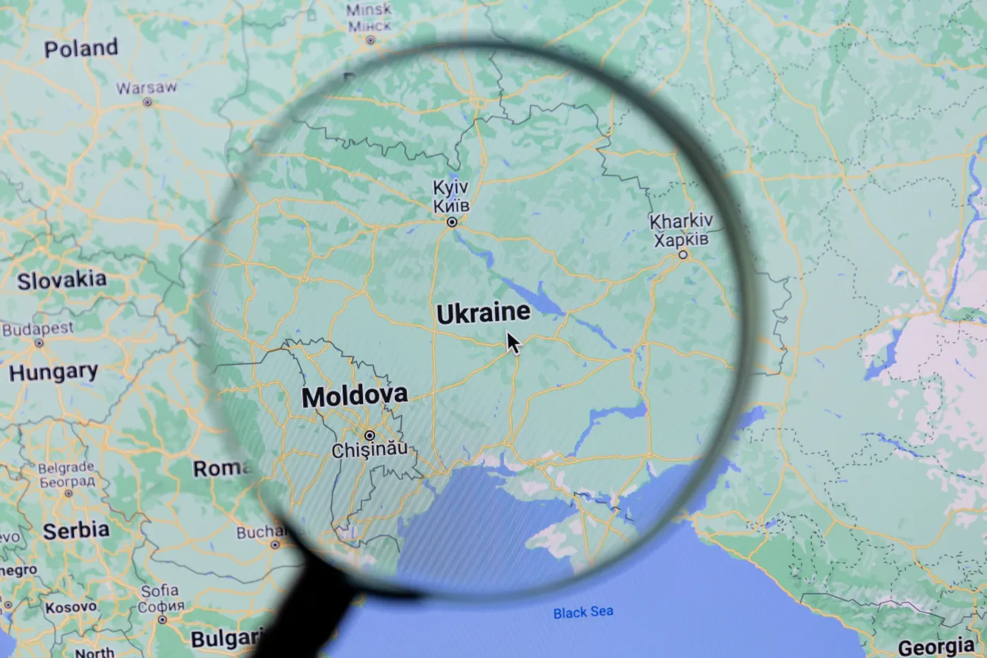 Ukraina na mapie Google