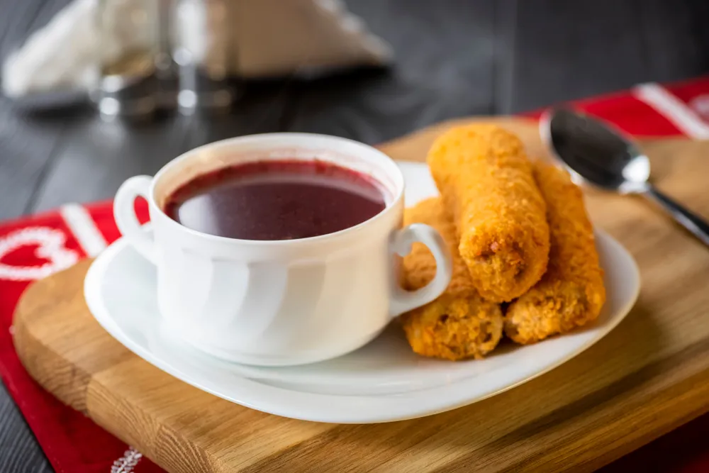Red,Borscht,And,Croquette,With,Cabbage,And,Mushrooms,Are,Festive