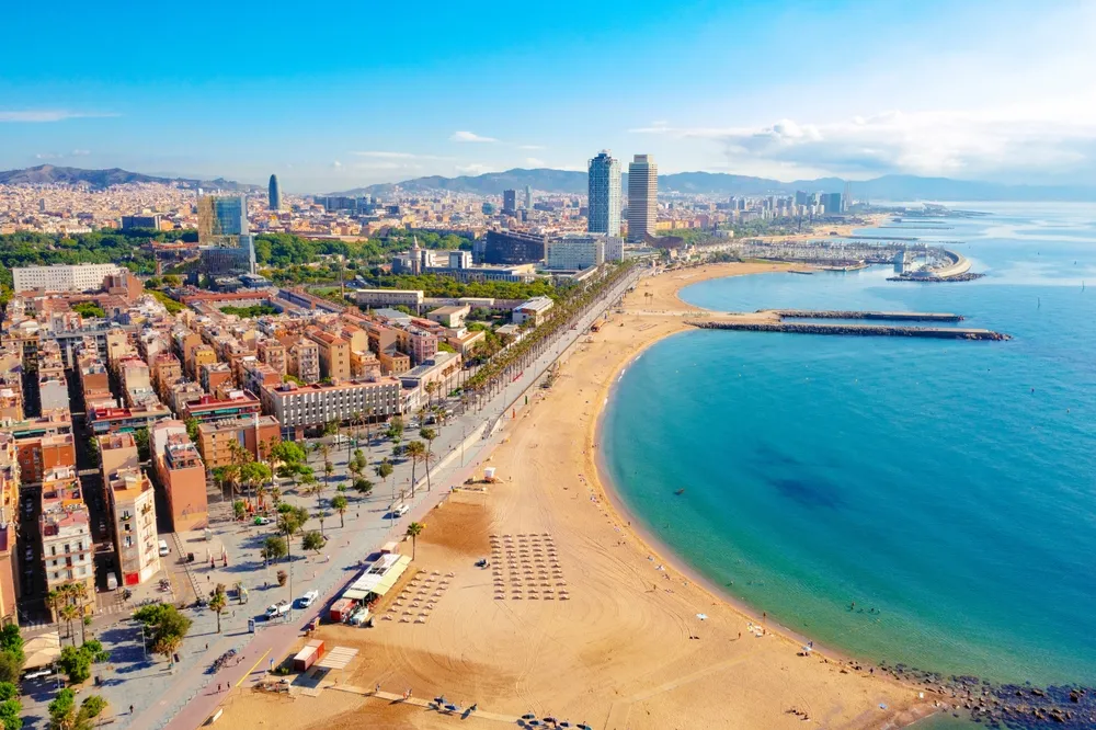 plaża, wybrzeże, Barcelona