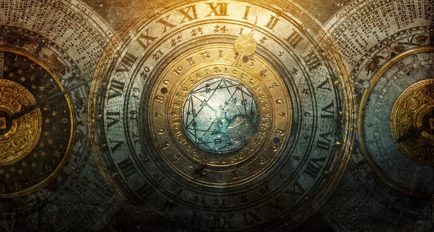 Ancient,Calendar,With,Constellations,And,Astronomical,Instruments.,Symbol,Of,Science,