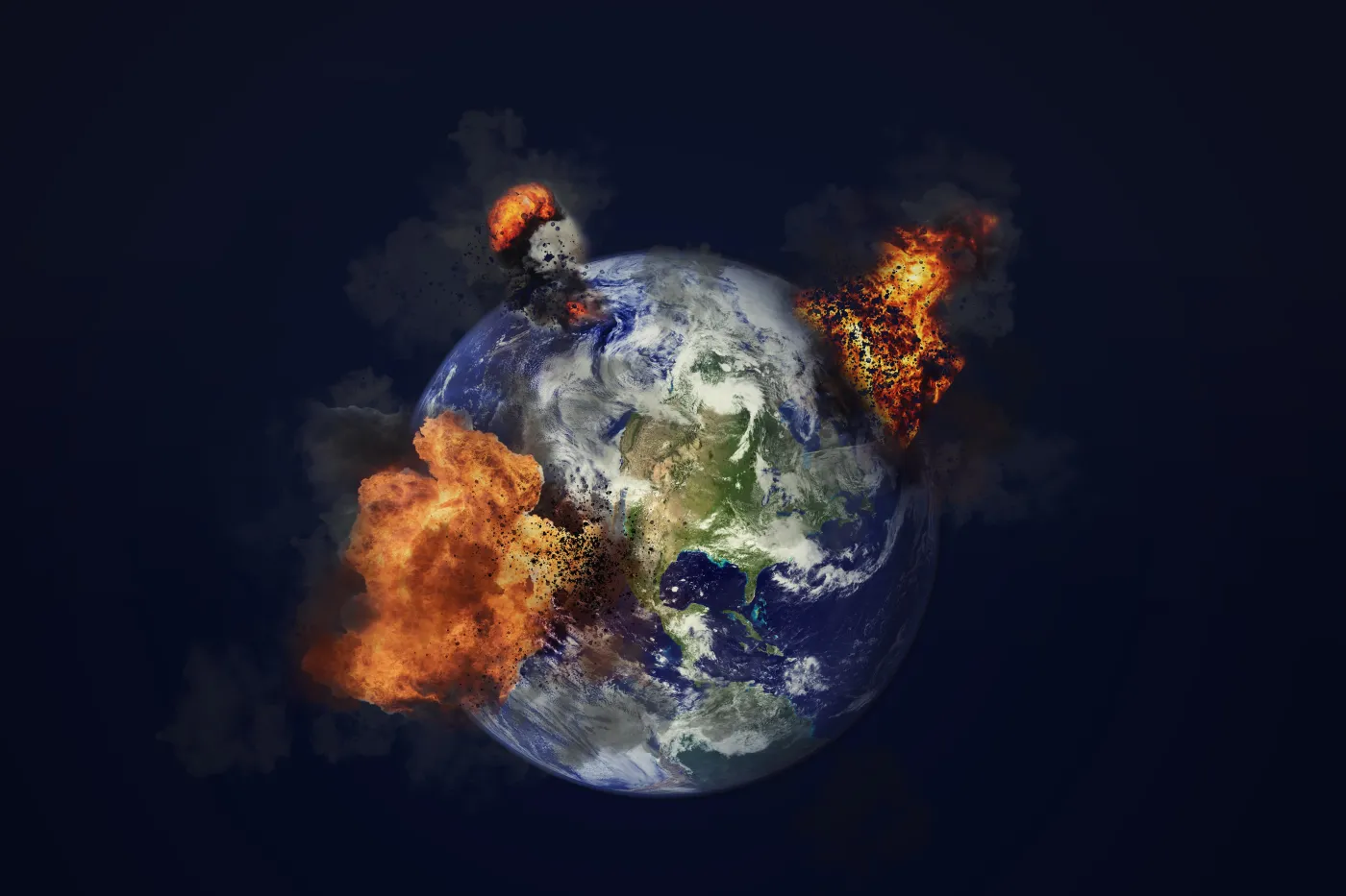 Photo,Manipulation,About,Earth,Destroyed,By,War.,Concept,About,Nuclear