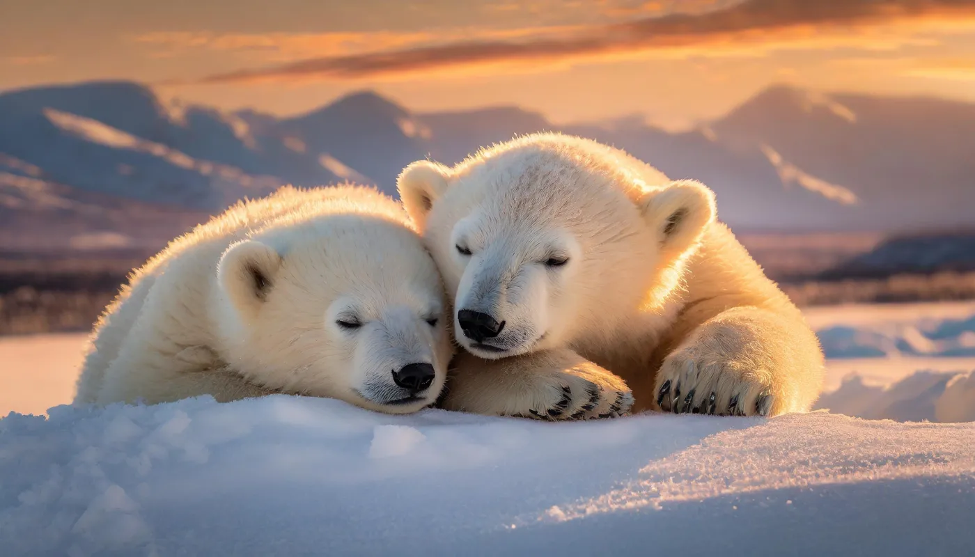 Niedźwiedź niedźwiedzie polarne polarny miś misie biały quiz biologia przyroda z biologii przyrody Two,Sweet,Polar,Bears,Cuddling