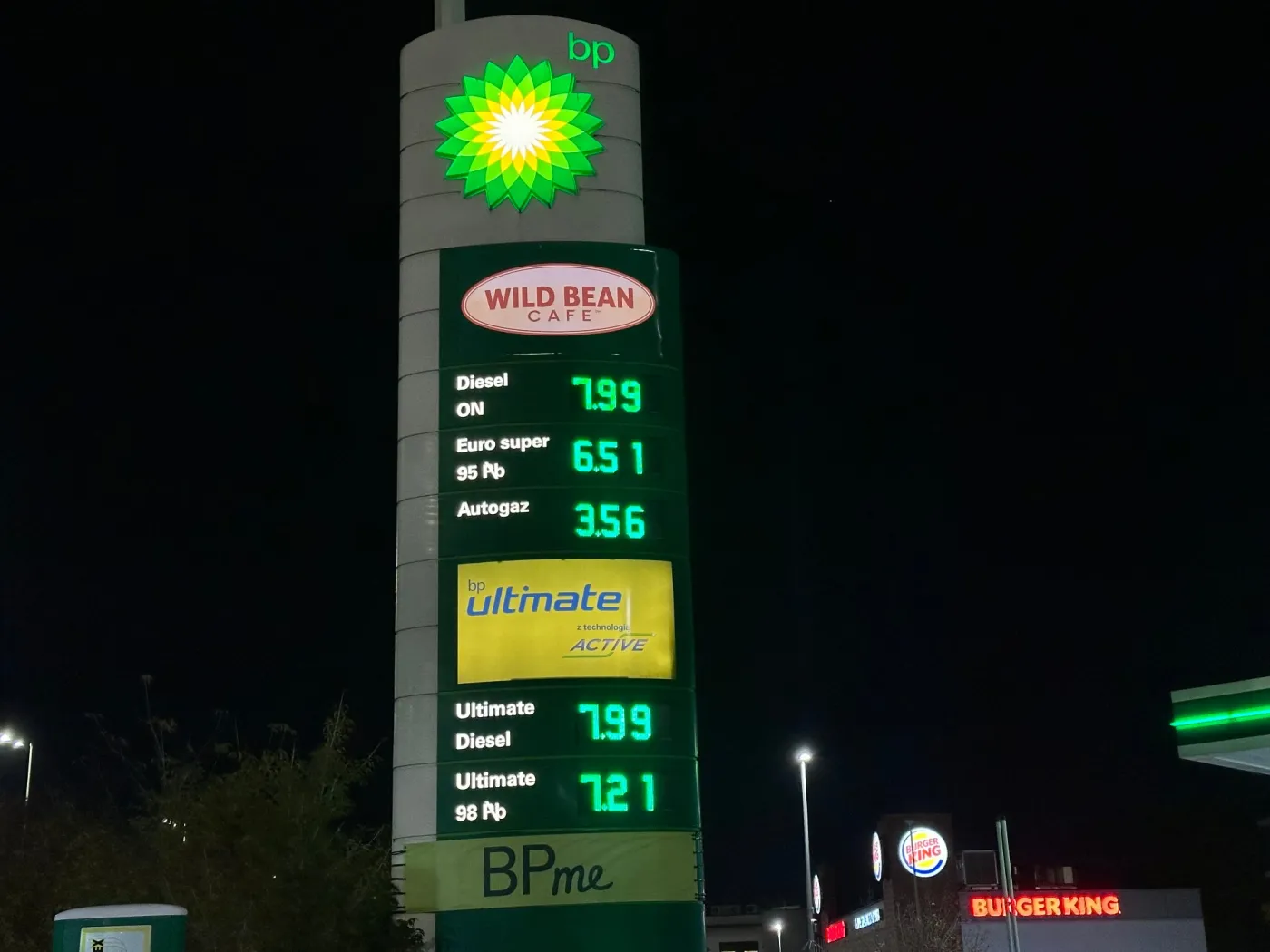 Ceny paliw na stacji BP