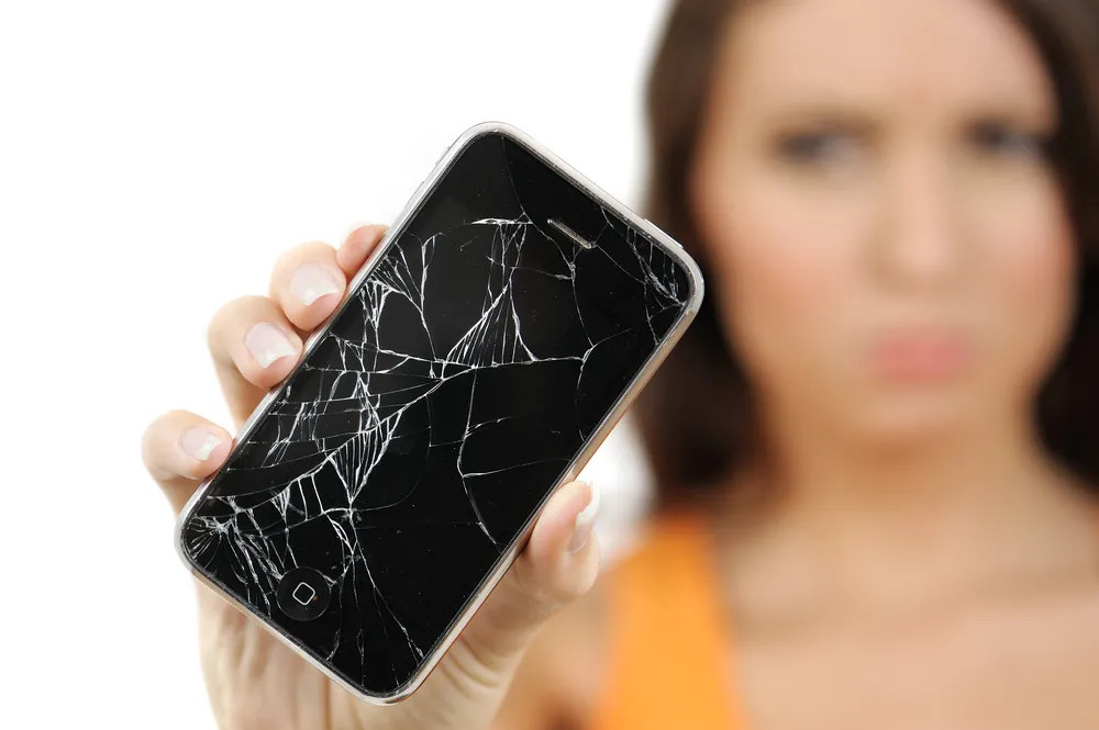 telefon, komórka, zepsuty