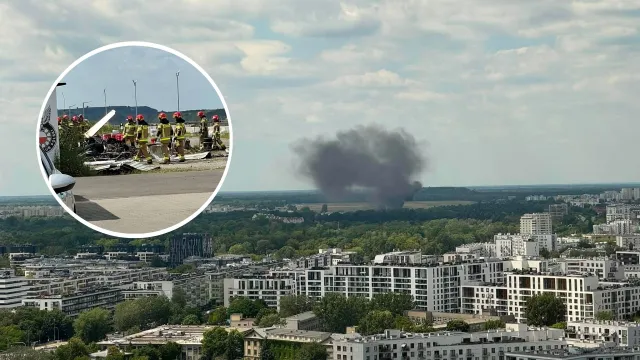 Katastrofa awionetki w Warszawie. Spadła na plac manewrowy. Są ofiary