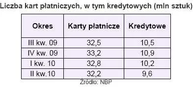 Liczba kart płatniczych, w tym kredytowych (mln sztuk)