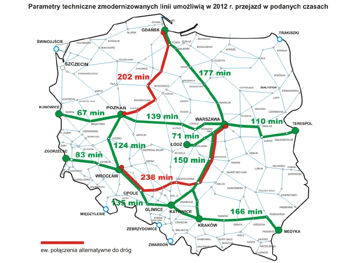 Pociągi przyspieszą na Euro - zobacz mapę z czasem przejazdu koleją w 2012 r.