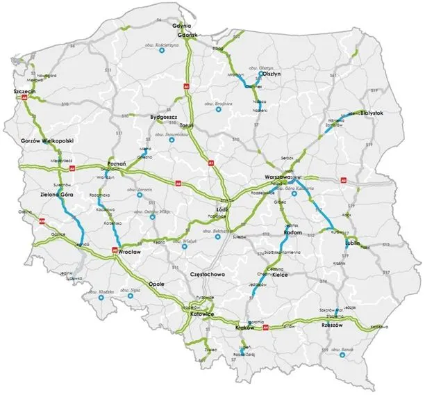 Plany budowy dróg ekspresowych w Polsce do 2015 (MAPA)