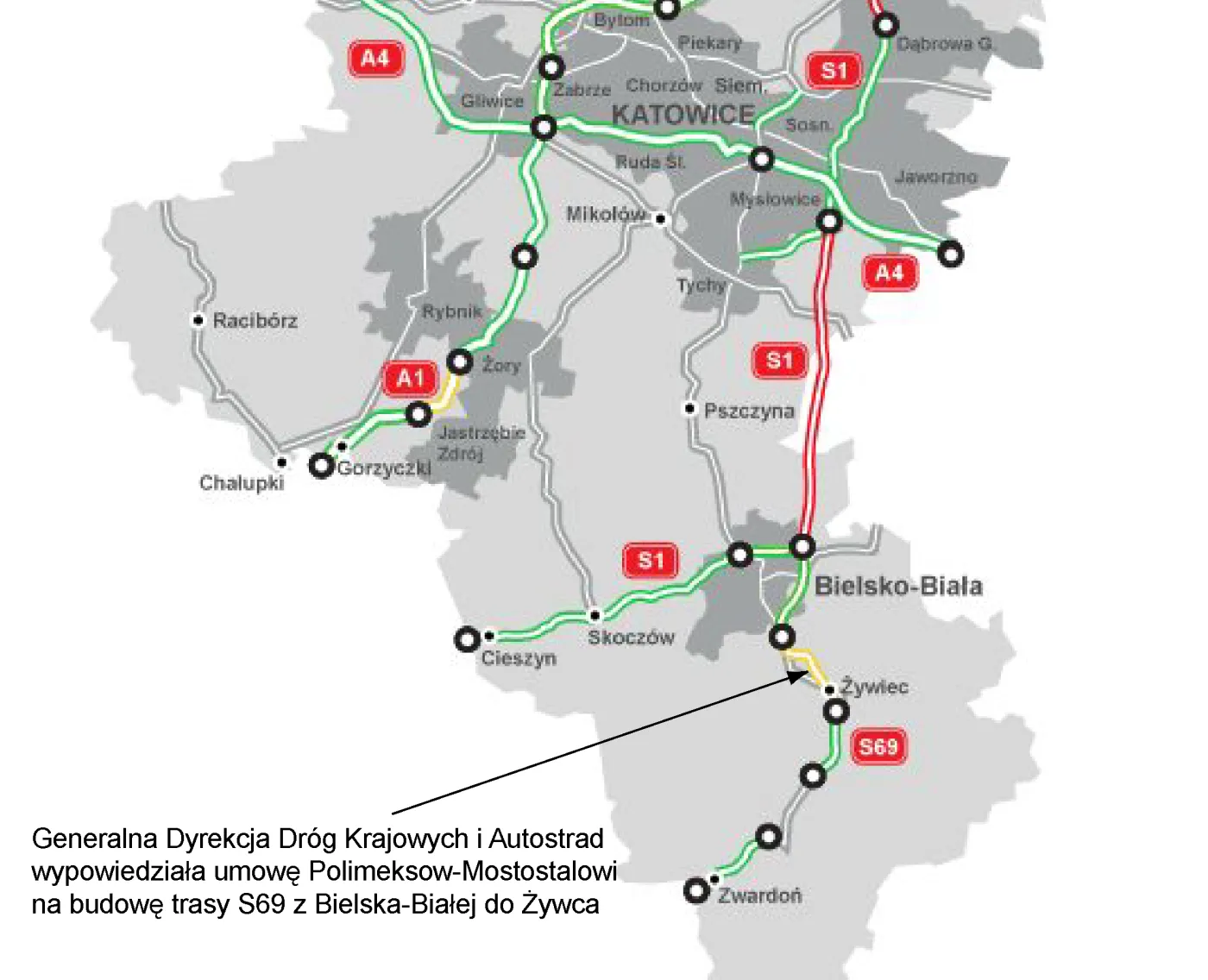 Trasa S69: kontrakt z Polimeksem zerwany