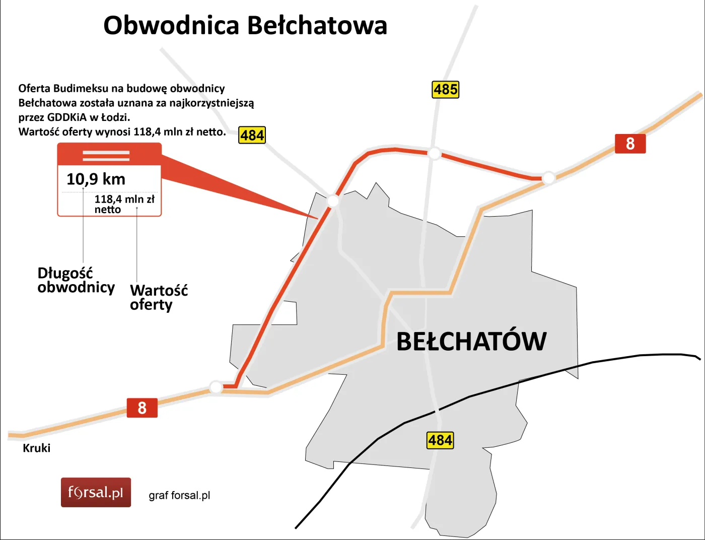 Budimex wybuduje obwodnicę Bełchatowa za 118 mln zł netto [MAPA]