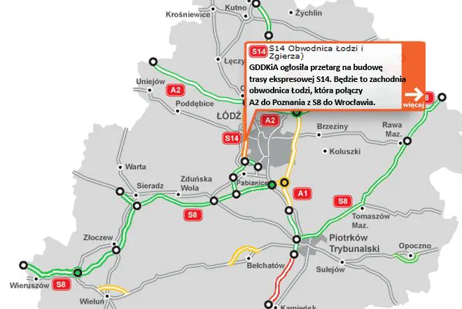 GDDKiA ogłosiła przetarg na drogę S14 - zachodnią obwodnicę Łodzi