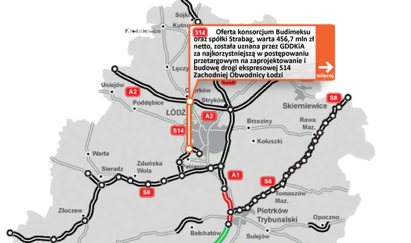 Wybrano ofertę na budowę odcinka S14 - obwodnicy Łodzi