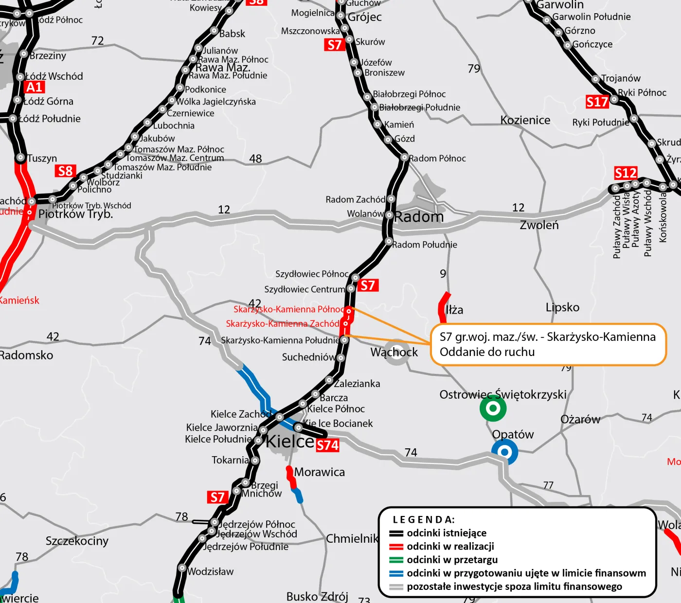 Szybciej między Warszawą, Kielcami i Krakowem. Nowy odcinek S7 czeka na kierowców [MAPA]